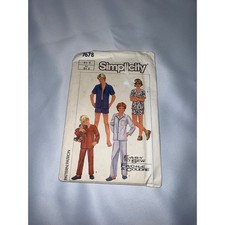 Simplicity 7678 Boys Teen Pajamas Sewing Pattern Size 6 8 Easy to Sew Vintage picture