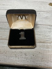 Vintage McDonald's #1 Employee Lapel Pin Silver and 10k GF with gift box picture