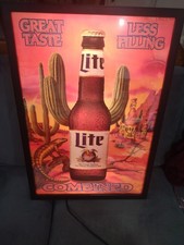 Extremely Cool 1995 Miller Lit sign with desert scene 22