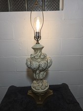 Large Vintage Capodimonte Italian Porcelain Cherub Table Lamp, coy fish base picture