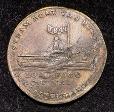 William Henry Harrison 1841 Token Steamboat Van Buren Campaign Loco Foco Rare picture