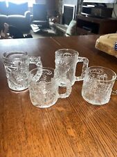 Vintage Batman Forever McDonalds 1995 Embossed Glass Mug Cup Set Of 4 picture