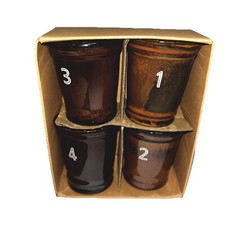 Floor 9 Set of 4 Numbered Shot Glasses Brown Ceramic New In Box picture