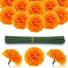 50 Pcs Day of the Dead Marigold Flowers Heads Dia De Los Muertos Decorations picture
