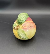 Vintage VIETRI Italy Peach Fruit Ceramic Covered Sugar Bowl Or Trinket Jar picture