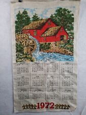 1972 cloth calendar Barn Water Wheel Vintage  picture