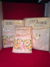 Pequot New Vtg Twin Maytime Sheet Set Flat Fitted 2 Pillowcases Floral Muslin  picture