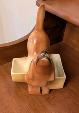 Vintage unique dachshund planter caddy ceramic trinket dish figure picture