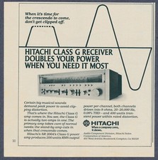 Hitachi SR2004 Class G Stereo Receiver Vintage Magazine Print Ad 1978 picture