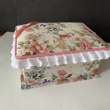 Vintage Victorian Floral Shabby Chic Jewelry Trinket/Cosmetic Sewing Box 1960s r picture
