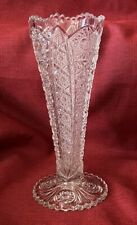 Imperial Glass Ohio Daisy And Button Clear Cut Flower Vase Sawtooth Edge 1950s picture
