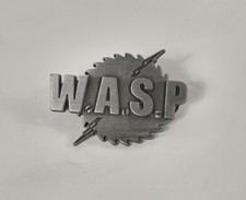 Lapel Pin Pinback W.A.S.P Saw Blade 80's Hair Metal Heavy Music Silver Tone  picture