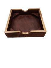 Vintage Handcrafted Wood & Brass Desk Tray Office Memo Organizer Made in Indi picture