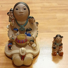 Handcrafted in USA Ceramic Hand Painted Mother & Child Women Figurines Set of 2 picture