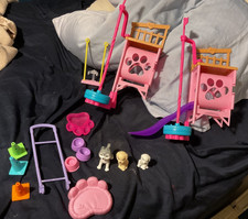 BARBIE & STACIE TO THE RESCUE PLAYGROUND SET ACCESSORIES, 3 PUPPIES, 2 Stands picture