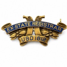 RARE 14K Gold Filled National Society USA Daughters of 1812 Pin Ex Registrar DAR picture