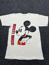 RARE 1986 Vtg Disney Mickey Mouse White Contemporary Graphic Unisex T-Shirt M  picture