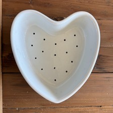 Vintage French APILCO Coeur a la Creme Heart Porcelain Cheese Mold Strainer picture