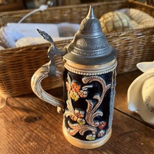 Vtg West German Ceramic Lidded Beer Stein Leuven )Belgium Gothic Town Hall Scene picture