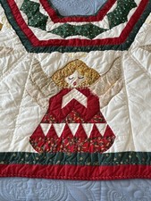 Vintage Large Christmas Tree Skirt Quilted Singing Angels 52