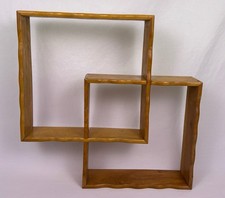 Vintage Japan Wood Interlocking Geometric Display Shelf MCM Wall Decor picture