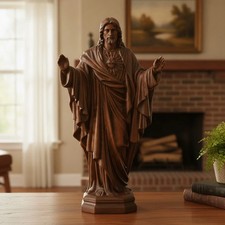 Wooden Sacred Heart of Jesus Statue, Handmade Jesus Figurine Ornament, Catholic picture
