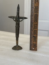 WW1 Trench Art Military Crucifix Jesus On Cross WWI 6 1/4” picture