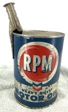 RPM Chevron Heavy Duty Motor Oil Can with Original Spout Empty SAE 30 Metal picture