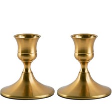 Willceka Gold Taper Candle Holder, Brass Candlestick Holders, 2 Pcs, picture