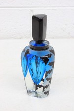 Vtg Correia Blue & Black Glass Geometric Pattern 5.75