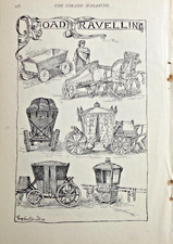 1892 Vintage Magazine Illustration Road Traveling of The Past Horses Carriages picture