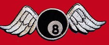 BROKEN WINGS 8 BALL EMBROIDERED JACKET VEST BIKER PATCH picture