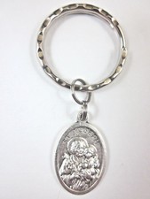 St Joseph / Holy Family Medal Italy Key Ring Gift Box & Prayer Card picture