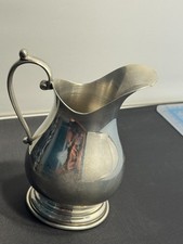 G-018 Vintage Kirk Pewter by Hanle Creamer Pitcher 5” Ornate Handle Colonial picture