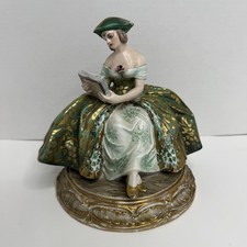 VINTAGE SIGNED GUIDO CACCIAPUOTI ITALIAN PORCELAIN FIGURINE  WOMAN BOOK picture