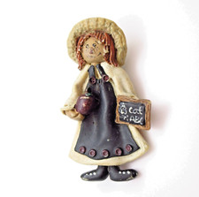 Raggedy Ann Teacher Pin Vintage School Theme Folk Art Apple and Chalkboard picture