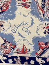 Vintage Atlantic City Tablecloth Souvenir Map 60s picture