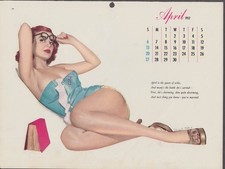 Roswell Keller pin-up calendar page Esquire 4 1952 redhead specs book towel wrap picture