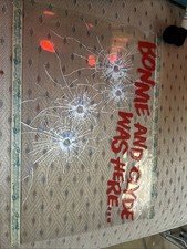 Vintage Bonnie And Clyde Sticker Bonnie And Clyde Was Here Bullet Holes picture
