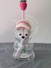 New 2026 Starbucks Bearista Bear Cup Tumblers Strawberry Topper Baseball cap picture