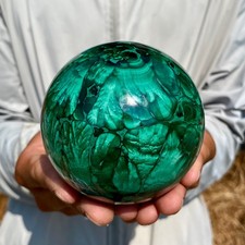 2.79LB Rare Natural Malachite quartz hand Carved sphere Crystal Healing picture
