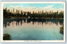 1927 Pleasant Lake Overview Groves Reflections Lapeer Michigan Vintage Postcard picture