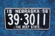1956 CHEYENNE County NEBRASKA License Plate picture
