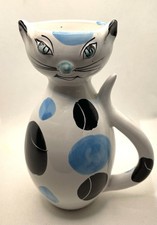 Vtg. Italian Ceramic Handpainted Cat Pitcher Rare Numbered And Signed 6