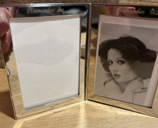 Leonard Silver tone plated?  small double frame picture with engraving mfg photo picture