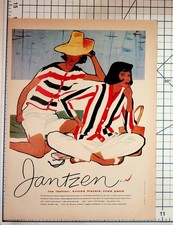 Vintage 1950s Jantzen Fashion Ad Riviera Nautical Blazers Pants Art Print picture