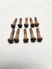 Lot of 10 Vintage Rusty Slotted Round Head Wood Screws 1 inch #12 picture