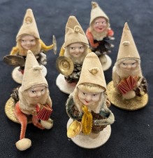 Vintage Pinecone Elf Gnome Christmas Set of 6 Putz Japan Figurine Ornaments picture