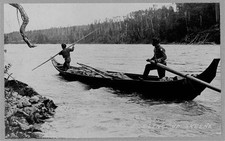 Indians poling up the Skeena River,British Columbia,Canada,1900-1930,Canoe picture