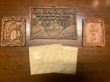 Vtg 1940s Mini Christian Wall Plaques Karved-Art Pressed Wood John Walter & Sons picture